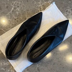 Adolfo Dominguez Black Leather Flats